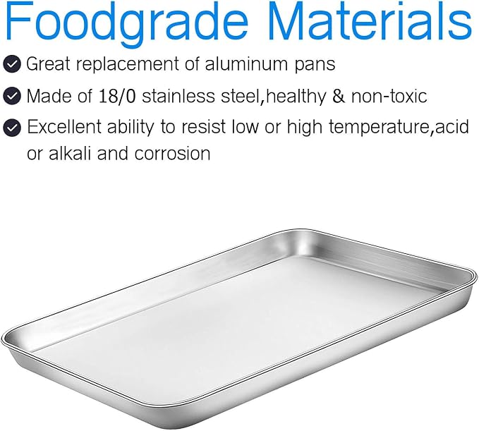 Cookie Sheet and Cooling Rack Set, 16 inch Stainless Steel Baking Pan - Image 4