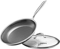 Nonstick Frying Pan with Lid 12-Inch, Durable Stainless Steel Skillet, by XBM