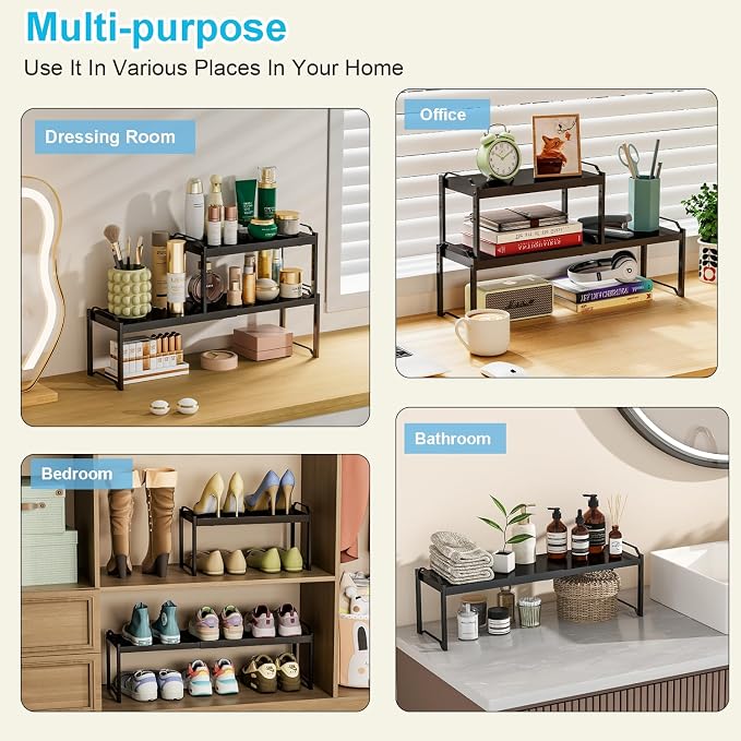 15.5 to 25.5 Inch Kitchen Cabinet Shelf Organizers, Adjustable Kitchen Counter - Image 7
