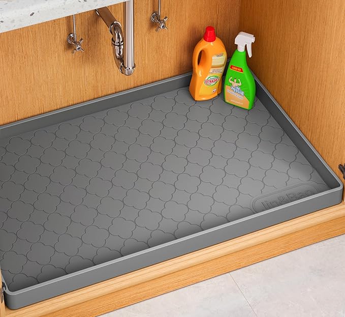Jin&Bao Waterproof Under Sink Mat 22" x 22", Thick Silicone Mat Cabinet by Jin%26Bao