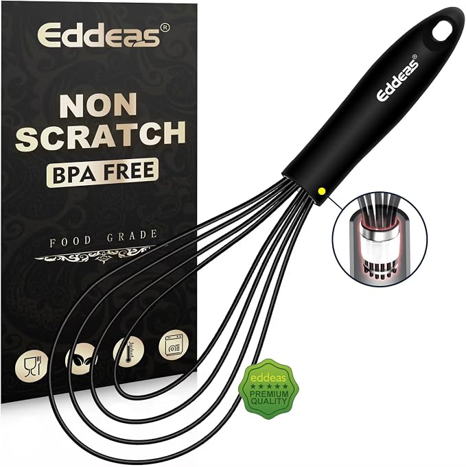Flat Whisk, EDDEAS Silicone Gravy Whisk by Eddeas