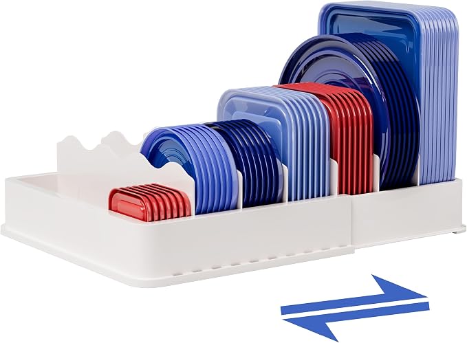 SWOMMOLY Expandable Food Storage Container Lid Organizer, Includes 6 Adjustable by SWOMMOLY