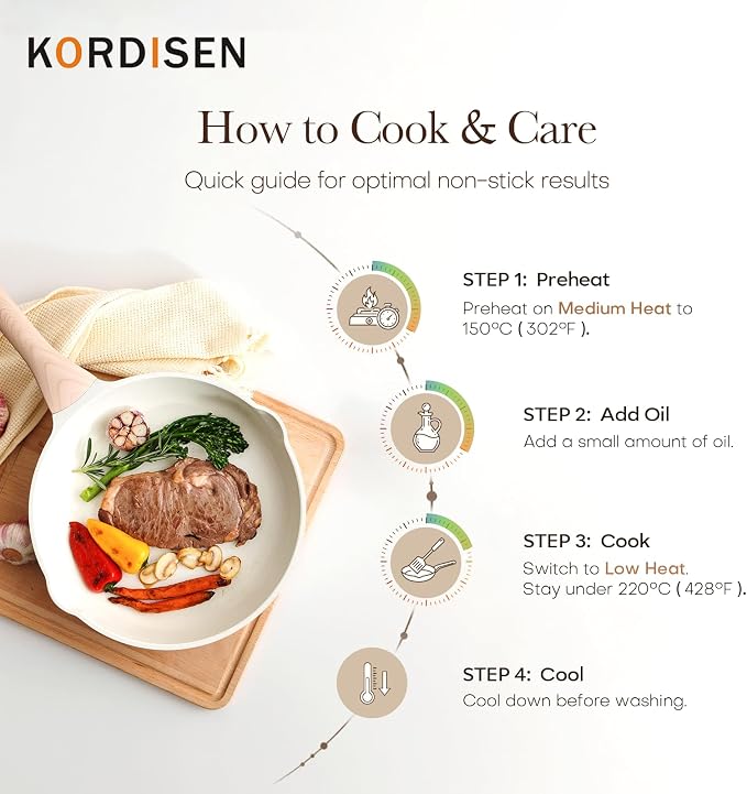 Kordisen Ceramic Non Stick Frying Pans Skillet, 9.5 Inch Ceramic Frying Pan - Image 4