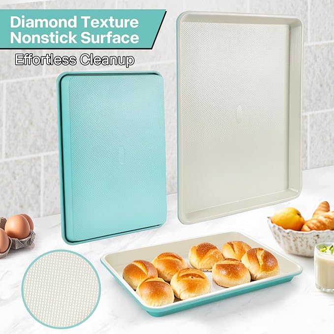 3-Pack Blue Ceramic-Coating Baking Sheet Pans, PFOA/PFOS/PTFE-Free Nonstick - Image 5