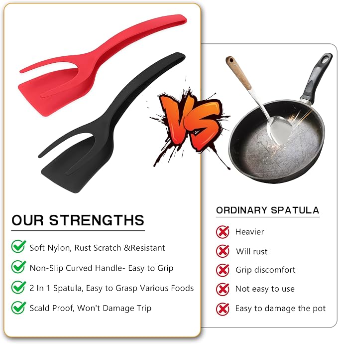 Egg Flipper Spatula Tongs 2 PCS Spatula - Image 2