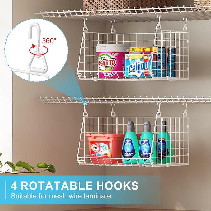3-Tier Hanging Laundry Basket Organizer：Foldable Wire Shelf Laundry Room - Image 2
