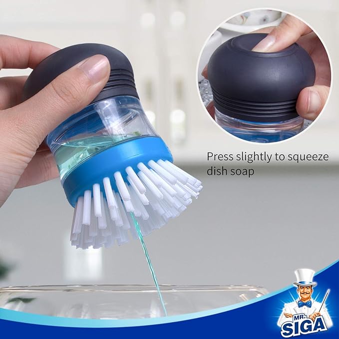 MR.SIGA Soap Dispensing Palm Brush Storage Set, Kitchen Brush - Image 4