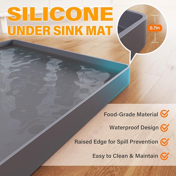 FLATO Waterproof Under Sink Mat 25" x 19" Shelf Liner - Image 2
