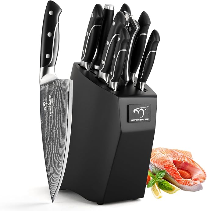 Damascus Kitchen Knife Sets, 9 Pieces Kitchen Knives Set by NANFANGBROTHERS