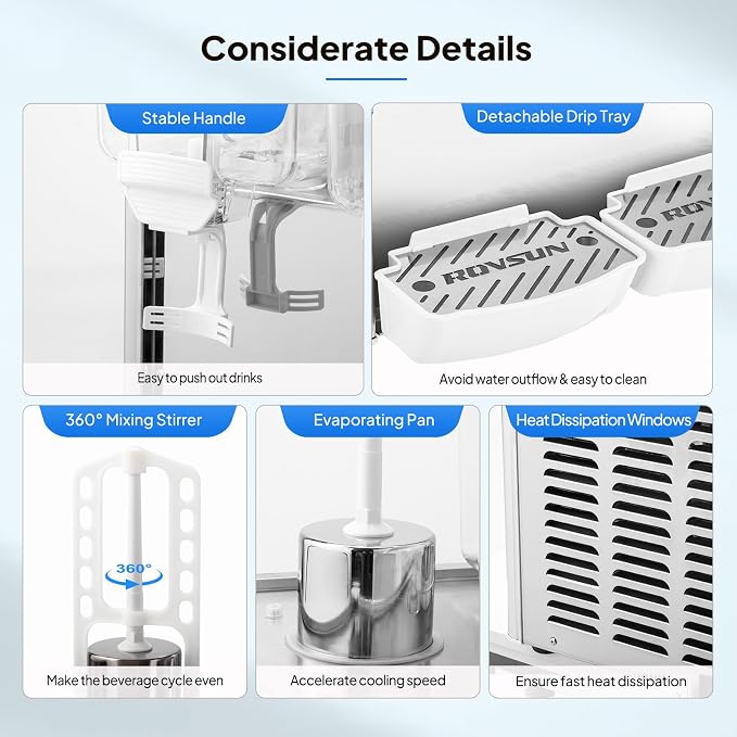 ROVSUN 14.4 Gallon/54L Commercial Beverage Dispenser Drink Dispenser, 18L X 3 - Image 6