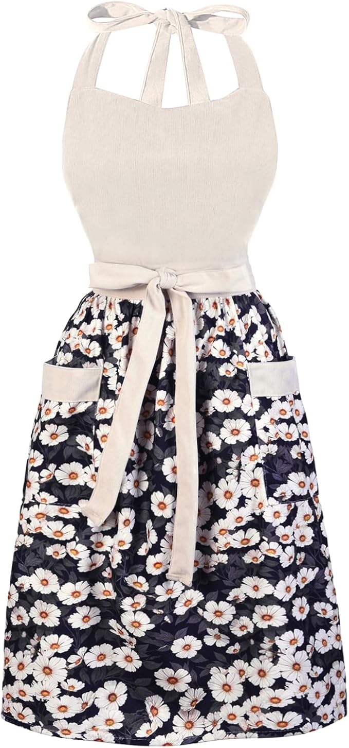 Cute Floral Aprons for Women by HYVOROS