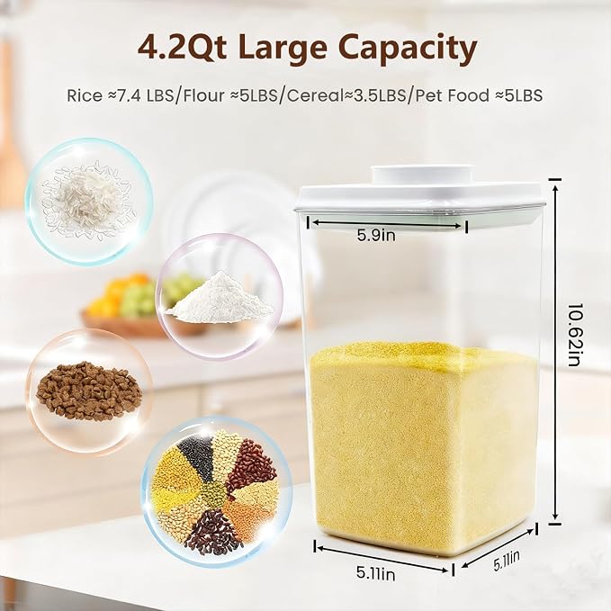 Melovom 4 Pcs Large Pop Airtight Food Storage Containers Set - Image 3