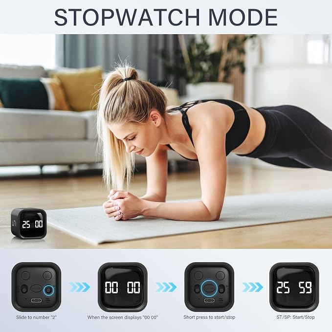 Rotating Pomodoro Timer 5, 10 50 Minutes Preset, Desk Productivity Flip Timer - Image 5