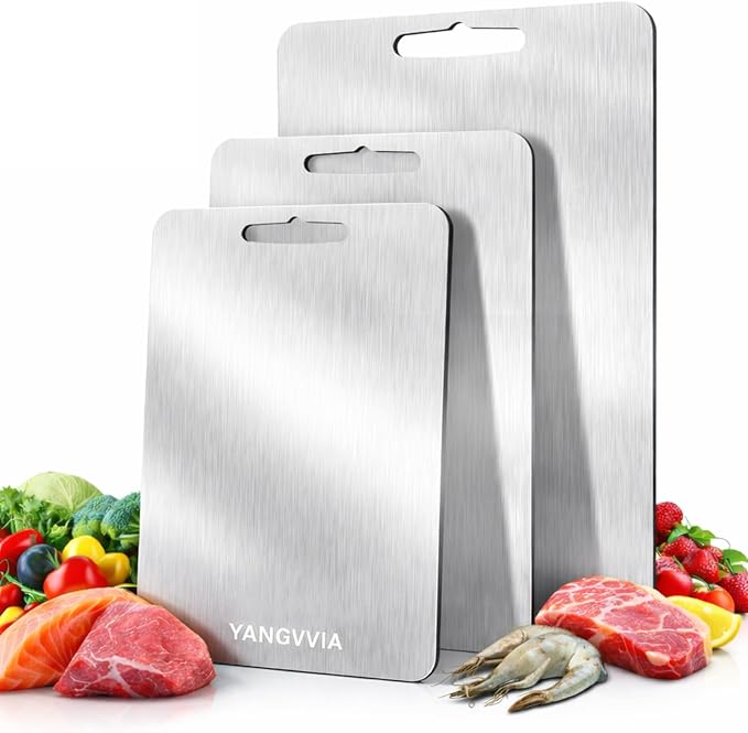 Cutting Board, 316L Food-Grade Stainless Steel Cutting Board Set of 3 | by YANGVVIAHighQualityLighter