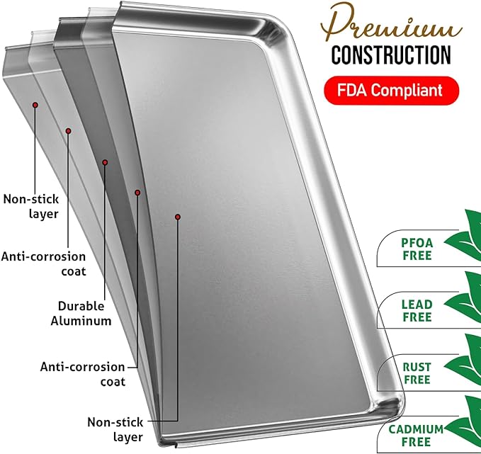 Eatex Aluminum Baking Sheet Set, Nonstick Cookie Sheets - Image 3