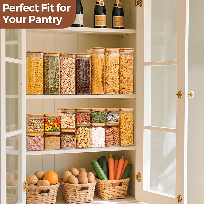 ComSaf 0.8 Qt Glass Food Storage Jars Set of 6, Pantry Organization Jar - Image 5