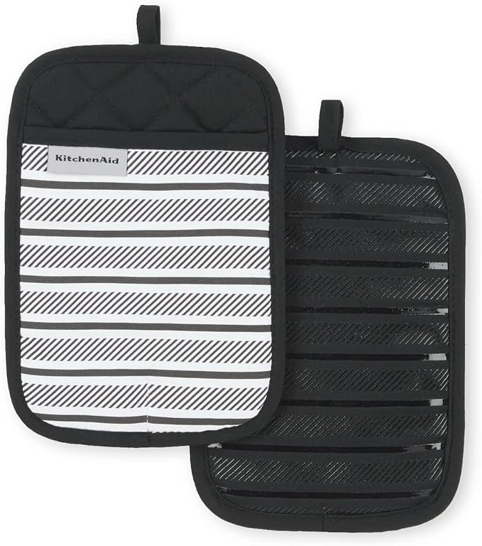 KITCHENAID Albany Pot Holder 2-Pack Set, Matte Black by KitchenAid