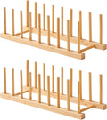 Bamboo Dish Drying Rack-2 PCS Pot Lid Plate Rack Organizer Holder by Worthyeah