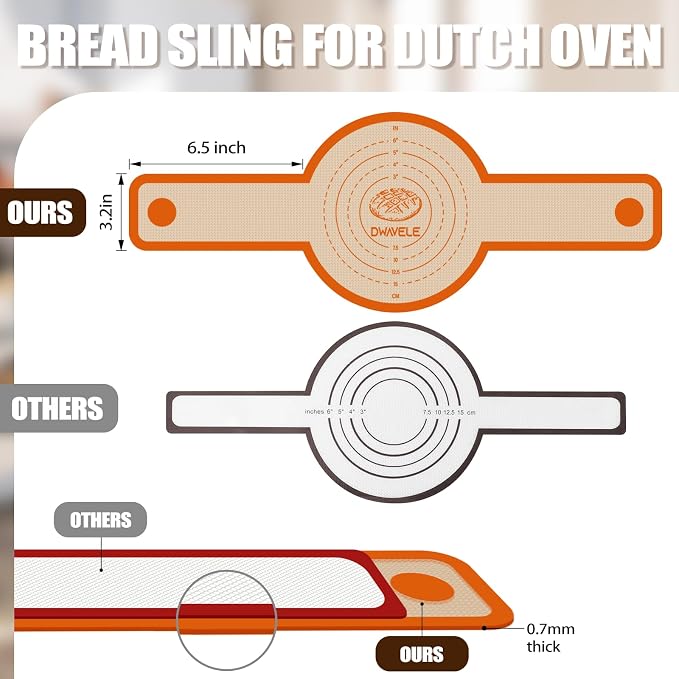 Silicone Bread Sling for Dutch Oven, Non-Stick & Easy to Clean Bread Baking Mat - Image 4