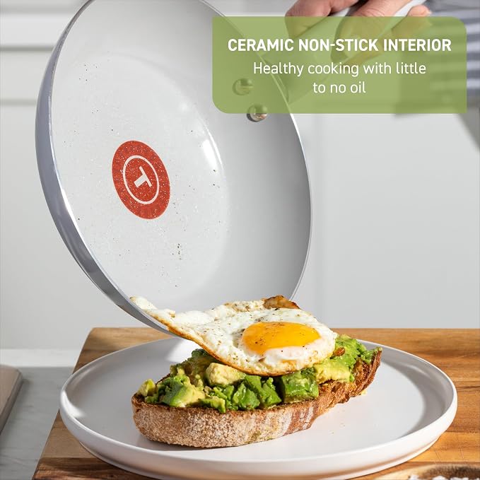 T-Fal Refresh Ceramic Nonstick Cookware Set, Oven Safe to 350°F, Ceramic Pots - Image 3