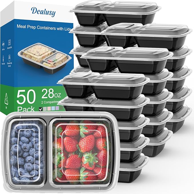 Dealusy 50 Pack 28 oz Meal Prep Containers Reusable by Dealusy
