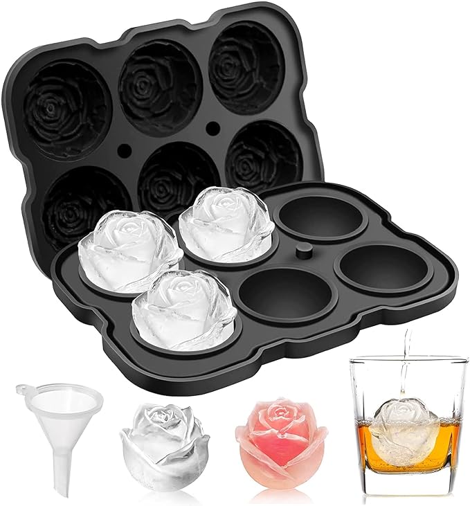 Ice Cube Tray, Mikiwon 2 inch Rose Ice Cube Trays by Mikiwon