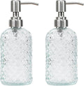 16 oz Diamond Pattern Glass Soap Dispenser, Kitchen and Bathroom Refillable by SDlumeiy