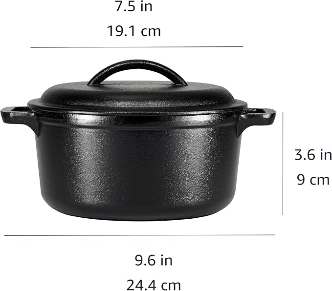 Amazon Basics Pre-Seasoned Cast Iron Mini Dutch Oven Pot - Image 4
