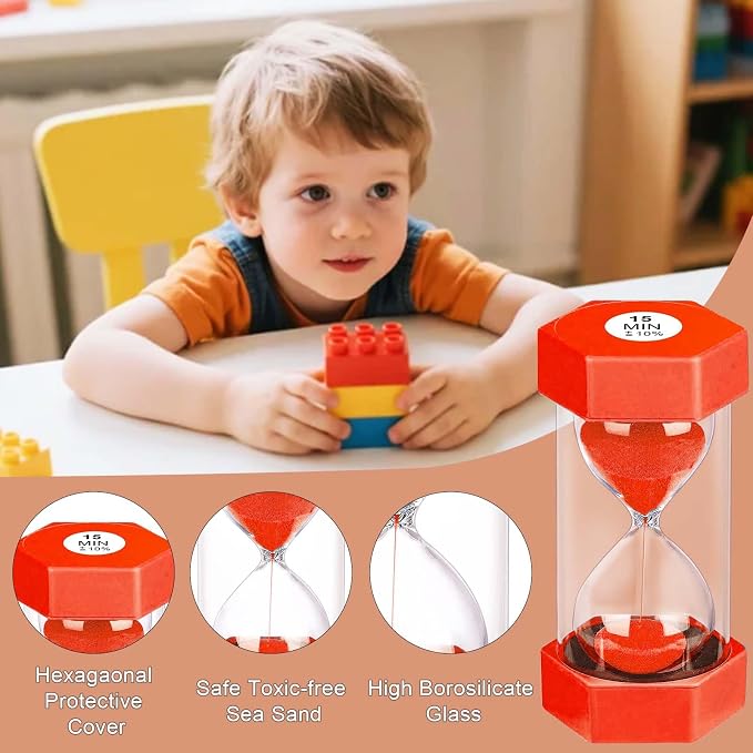 10 Minute Hourglass Sand Timer, Unbreakable Red Hourglass Sand Watch 10 Min - Image 3