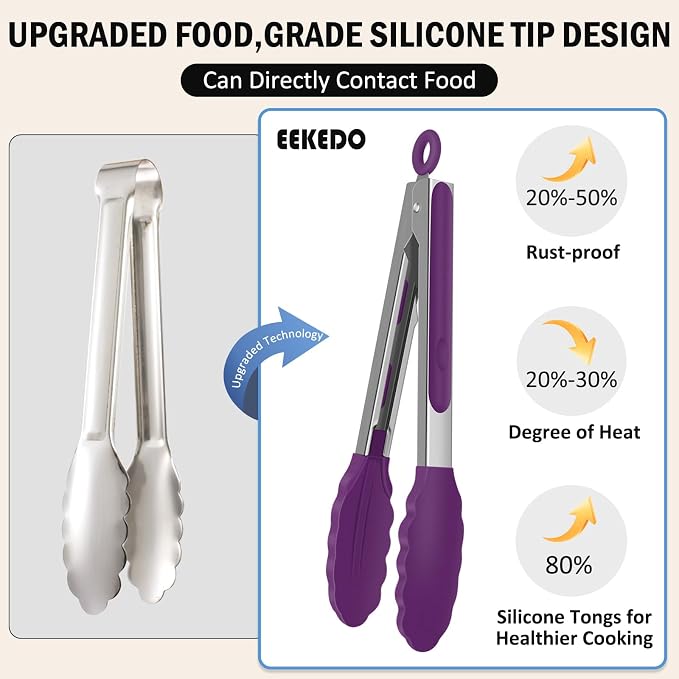 Tongs for Cooking, 600ºF High Heat-Resistant Stainless Steel Kitchen Tongs - Image 8