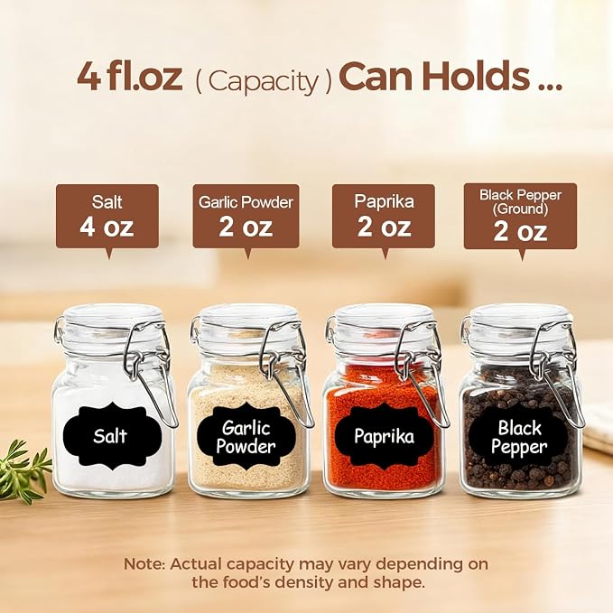 ComSaf Set of 12 Square Glass Spice Jars - Image 3