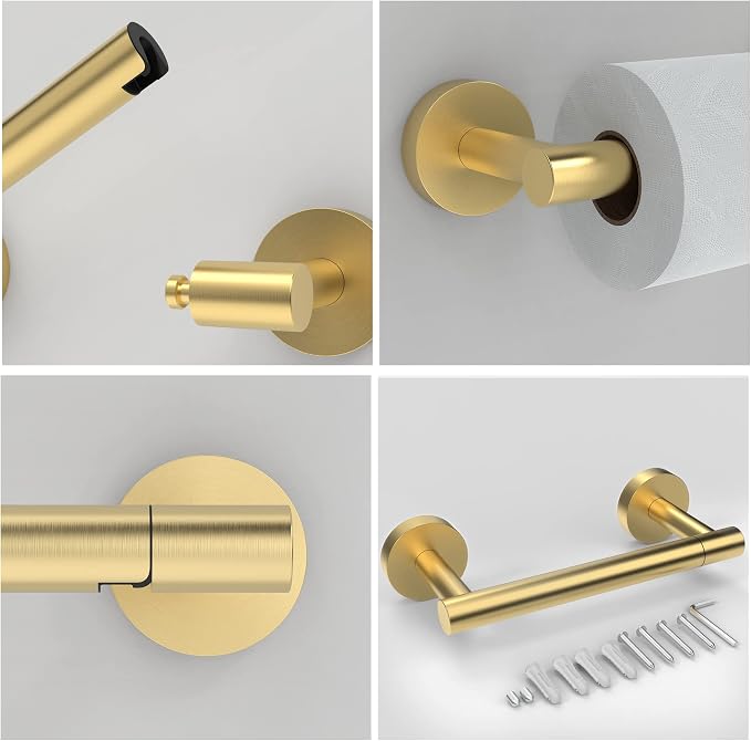 RARXTR Gold Toilet Paper Holder SUS304 Stainless Steel Double Post Pivoting - Image 4