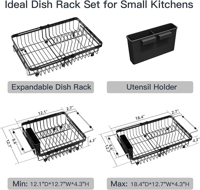 MAJALiS Expandable Stainless Steel Over The Sink Dish Drying Rack - Image 7