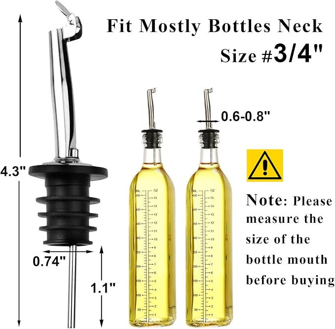 6 Pack Oil Pourers With Flip Top, Olive Oil Dispenser, Liquor Bottle Pourer - Image 4