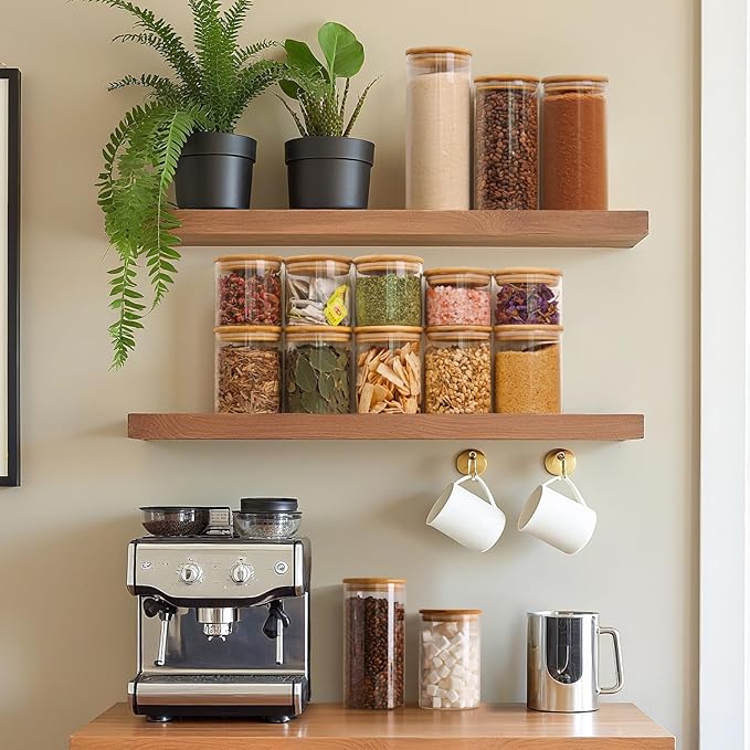 ComSaf 0.8 Qt Glass Food Storage Jars Set of 6, Pantry Organization Jar - Image 5