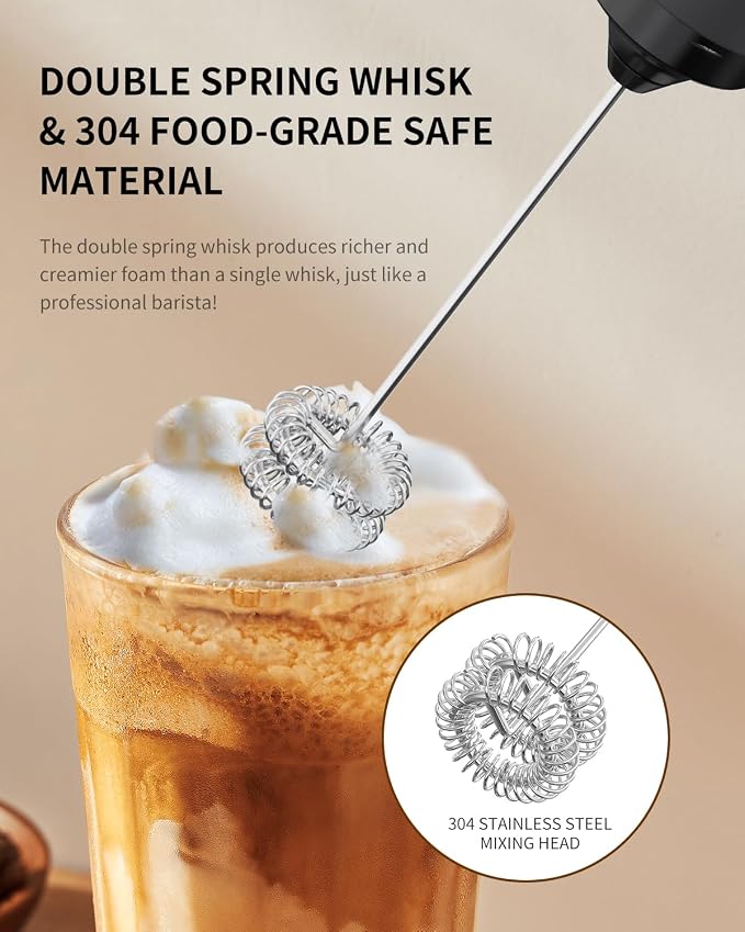 CIRCLE JOY Rechargeable Milk Frother Hanheld, Dual Coil Whisk Head Electric - Image 5