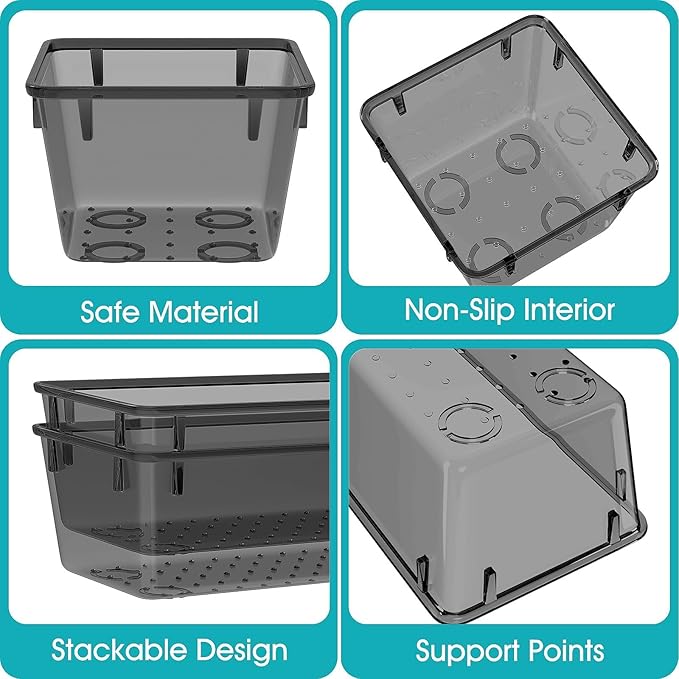 StorMiracle 13 PCS Clear Plastic Drawer Organizers Set, 4 Size Desk Drawer - Image 3