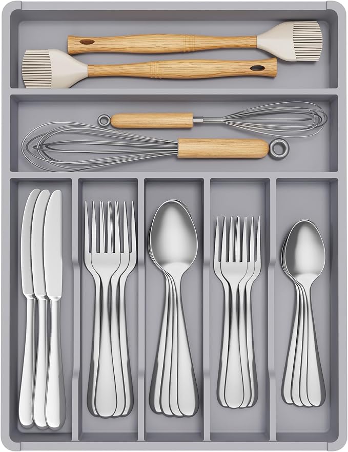 Lifewit Silverware Drawer Organizer Tray, Plastic Cutlery Storage by Lifewit
