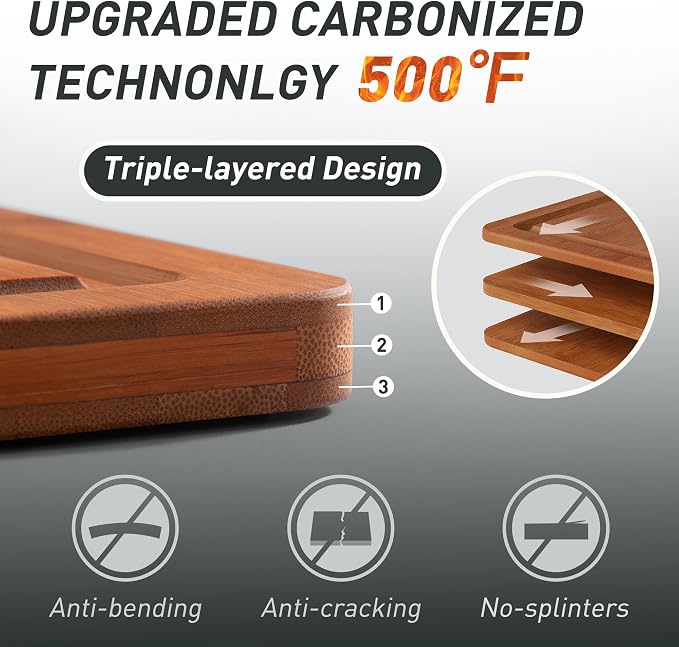 Bamboo Cutting Board Set Non Slip Feet Over Sink Day Gifts Best Mama Mommy - Image 3