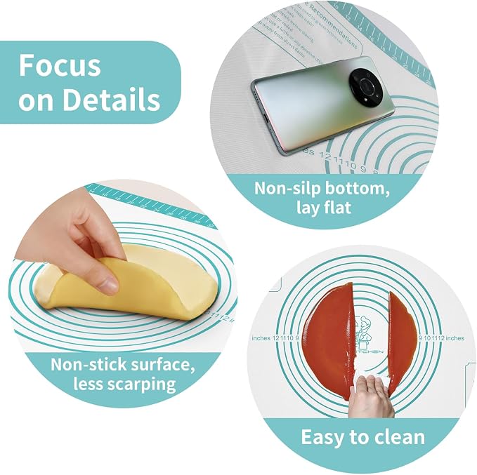 Non Stick Silicone Pastry Mat for Dough Rolling, Silicone Baking Mat - Image 5