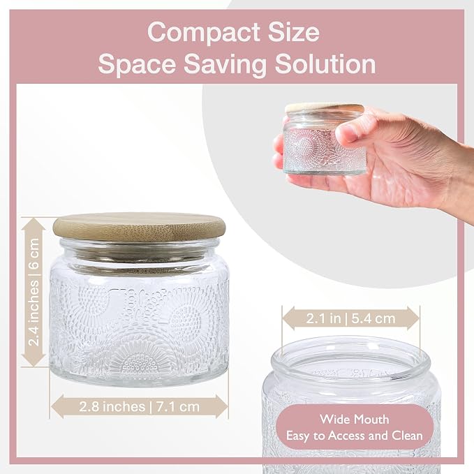 4 oz Pink Glass Jars with Airtight Bamboo Lids 6 pack, Decorative Small Food - Image 7