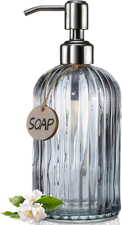 JASAI 18 Oz Vertical Stripes Kitchen Soap Dispenser by JASAIHOME