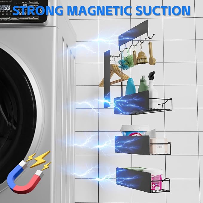 Magnetic Spice Rack for Refrigerator, 5 Pack Magnetic Fridge Organizer Shelves - Image 3