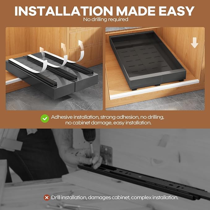 Seinloes 4 Pack Expandable Pull Out Cabinet Organizer 21" Deep - Image 6