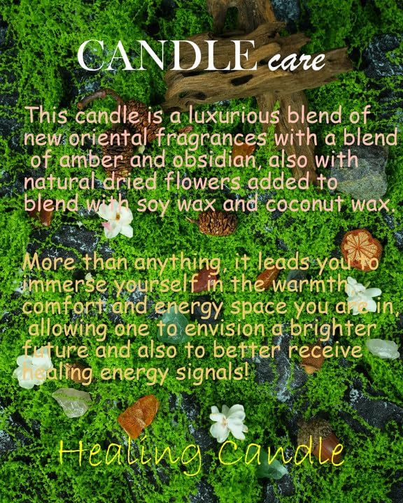 Obsidian Crystal Energy Candle, Good Aura Health Protection, Baltic Amber Chakra Magic Self-Care, Emotional Support, Encouragement and Affirmation Gift.(HEAL) - Image 5
