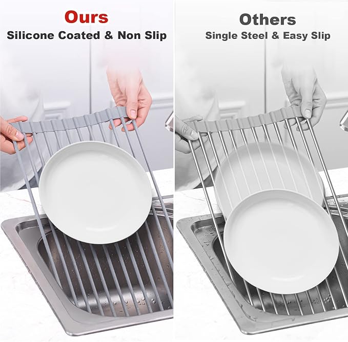 MERRYBOX Roll Up Dish Drying Rack, Over The Sink Dish Rack Foldable, - Image 6