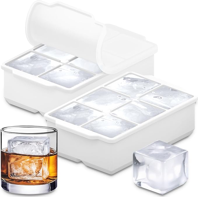 KitchFort Large Silicone Ice Cube Tray, Easy Release 2" Big Ice Cubes by KitchFort