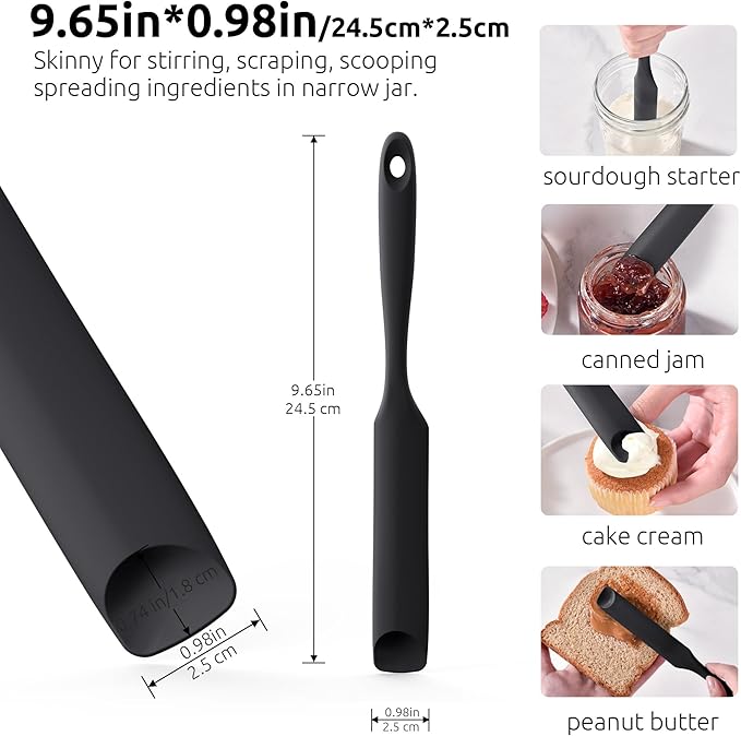 U-Taste Silicone Jar Spatula for Sourdough Starter: Long Skinny Food-Grade Jam - Image 2