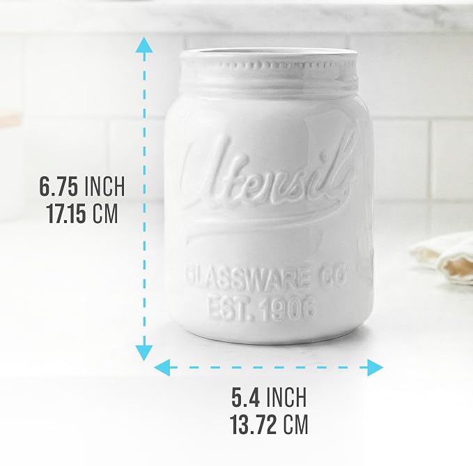 Comfify Wide Mouth Mason Jar Utensil Holder Decorative Kitchenware Organizer - Image 3