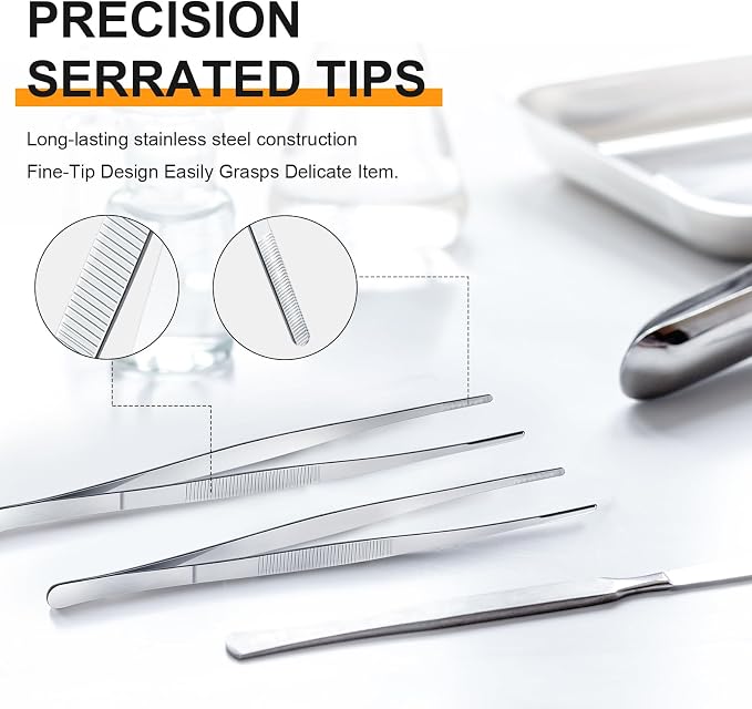 Yaomiao 4 Packs 10 Inch Bar Tweezers Silver Cocktail Tongs Long Garnish - Image 3